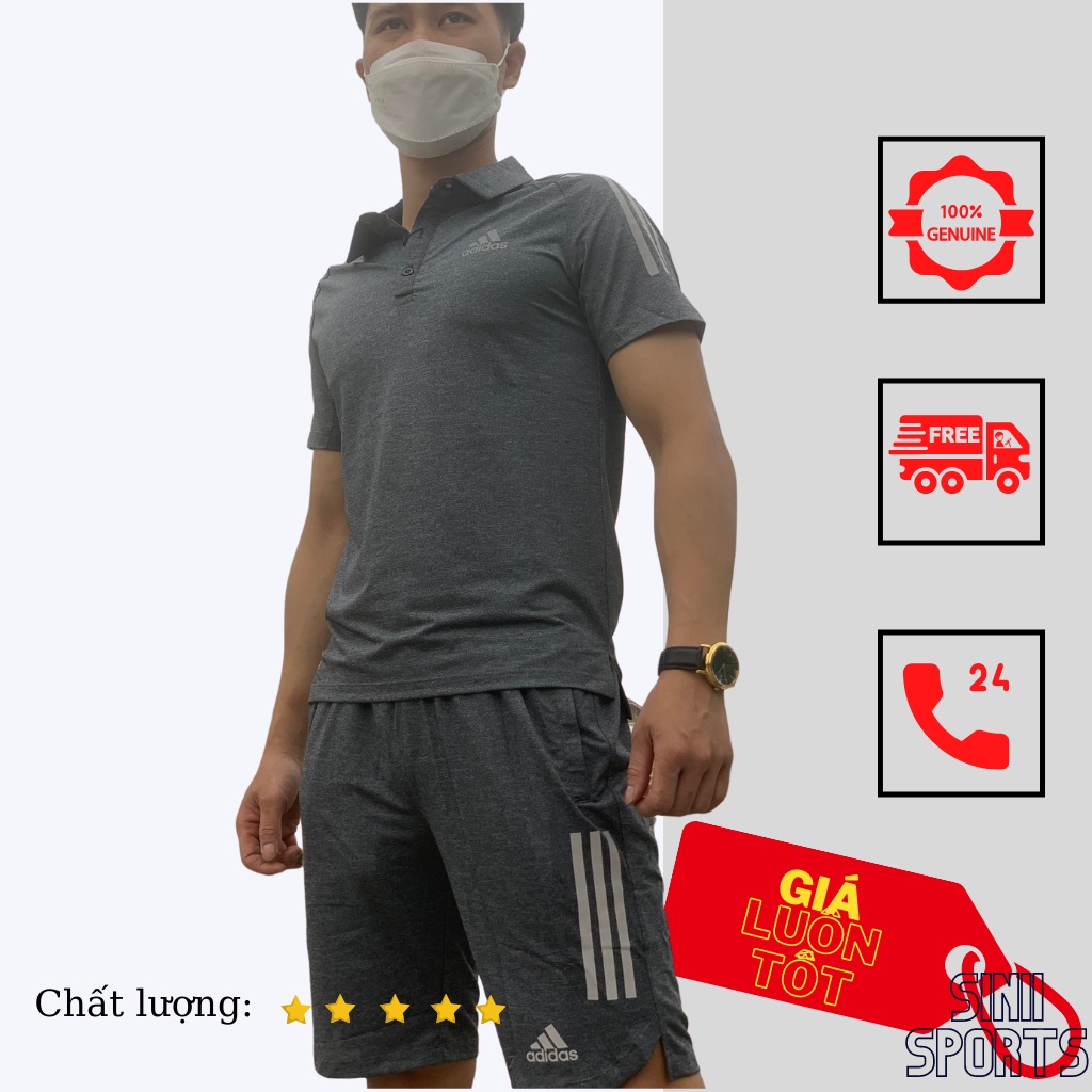 Bộ thể thao nam vạt chéo tay cộc có cổ chất liệu co giã 4 chiều L0380 SiniiSports