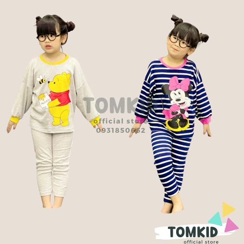 Đồ ngủ cho bé gái, đồ bộ dài tay cánh dơi bé gái chất cotton Borip chính phẩm mềm mịn không nhão vải 8-23kg Tomkids