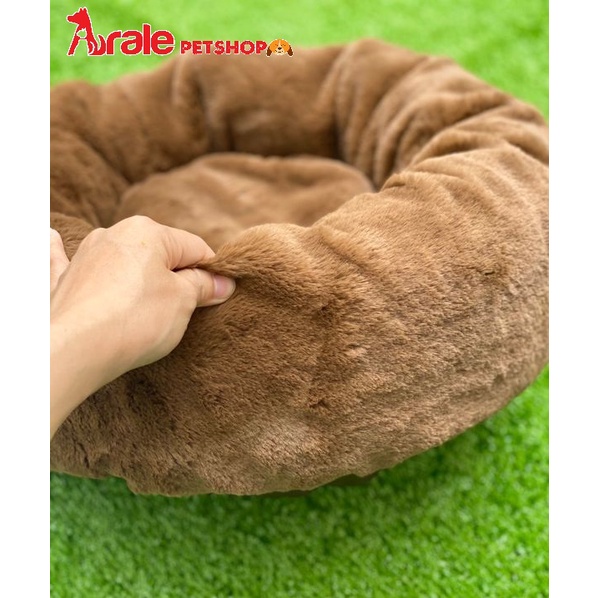 [ Hình thật ] Ổ nệm tròn nhung mềm mại, êm ái , giữ ấm cho chó mèo cao cấp, dễ thương, đáng yêu