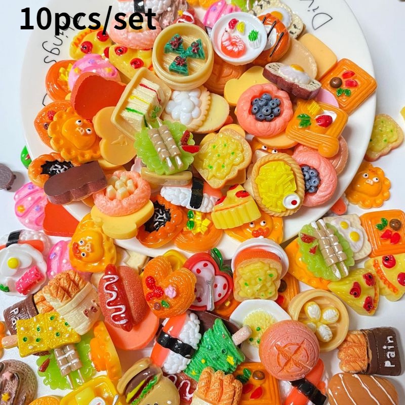 Bộ 10 Phụ Kiện Hình Thức Ăn/Bánh Pizza/Pizza/Cốc Nước Tự Trang Trí Điện Thoại