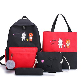 Balo nữ - có ảnh thật - set 4 món balo túi ví cony s050