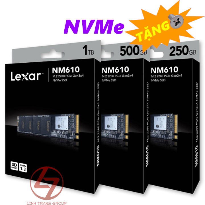 [Mã 255ELSALE giảm 7% đơn 300K] Ổ cứng SSD PCIe NVMe Lexar NM610 250GB 500GB 1TB - bảo hành 3 năm