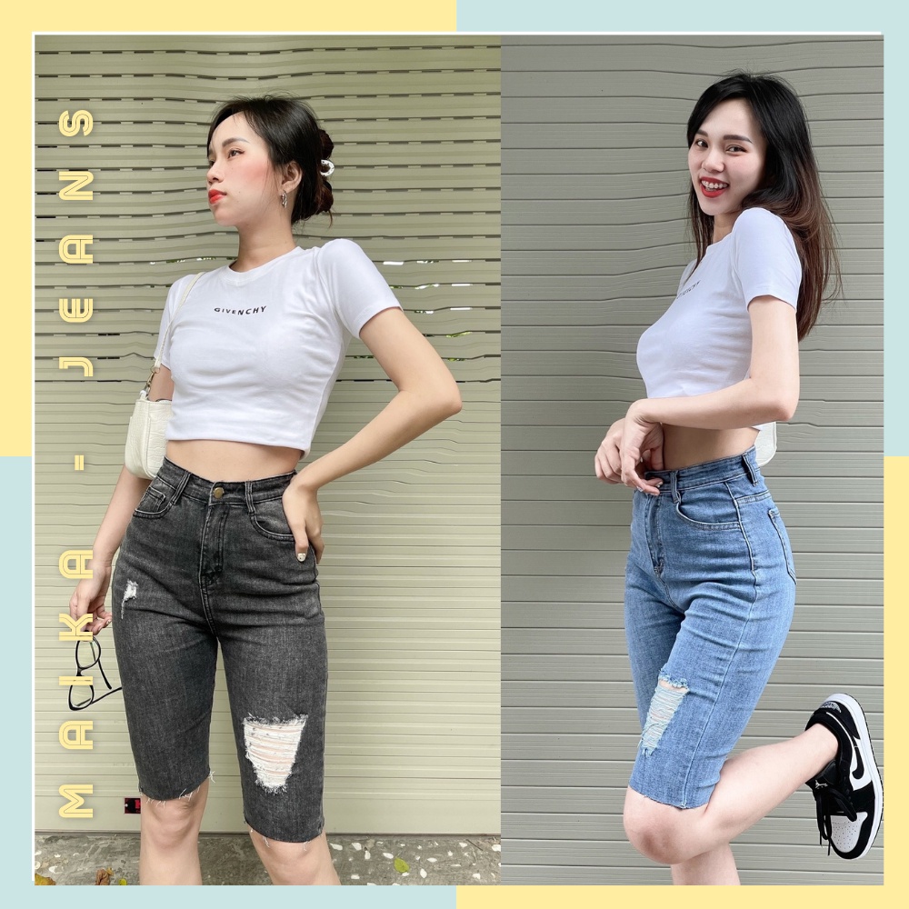 (Freeship) Quân Skinny Nữ Jean Ôm Co Gĩan Rách Kiểu Lưng Siêu Cao Maika-Jeans | BigBuy360 - bigbuy360.vn