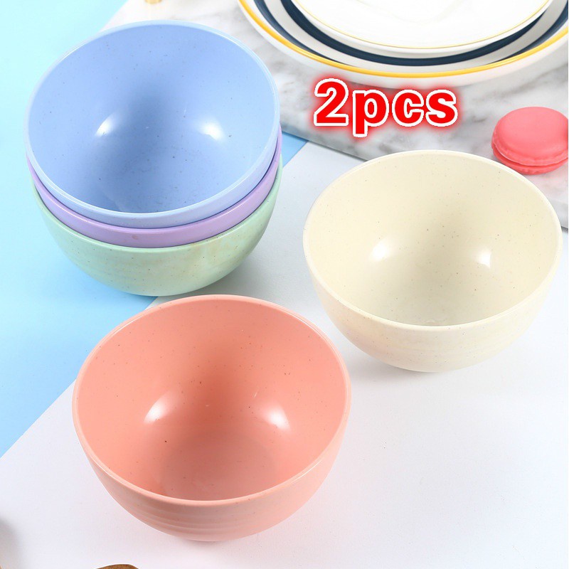 Set 2 Tô Tròn Cách Nhiệt Chống Rơi Chất Liệu Lúa Mạch Cho Bé