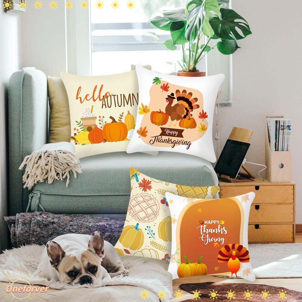 FOREVER 18x18 Inches Home Decor Pillow Covers Cute Cushion Cover Throw Pillow Case Fall Pumpkin Turkey Square Sofa Couch Decorations Decorative Supplies Autumn/Harvest/Thanksgiving