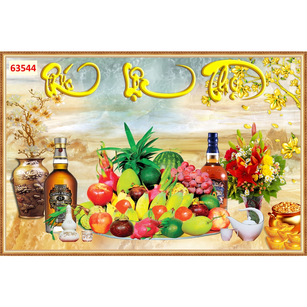 Tranh 3D dán tường Bàn thờ gian tiên Có keo sẵn