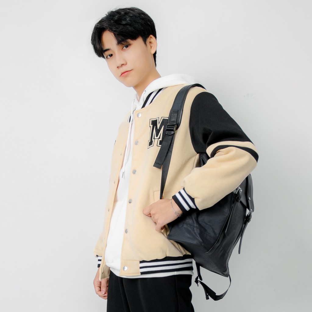 Áo Khoác Bomber Varsity Nỉ Trần Bông Cao Cấp Nam MANDO Phong Cách Thể Thao Hàn Quốc Trẻ Trung Thời Trang  NDN080