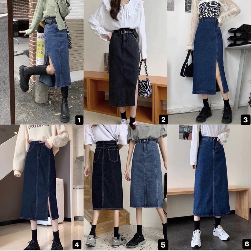 [order] chân váy jean dài