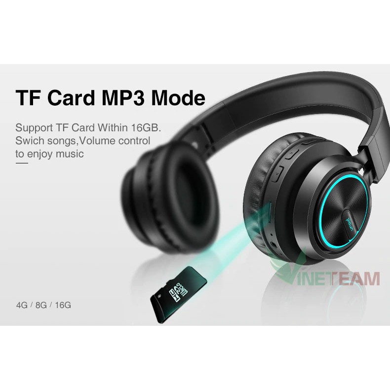 Tai Nghe Chụp tai Over-ear Bluetooth Picun B6 Hifi Stereo Có Thể Gấp Gọn, Khe Thẻ nhớ ,Bass mạnh,Cách âm tốt -dc3378