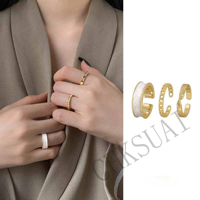 Set 3 nhẫn hở phong cách Hàn Quốc cá tính