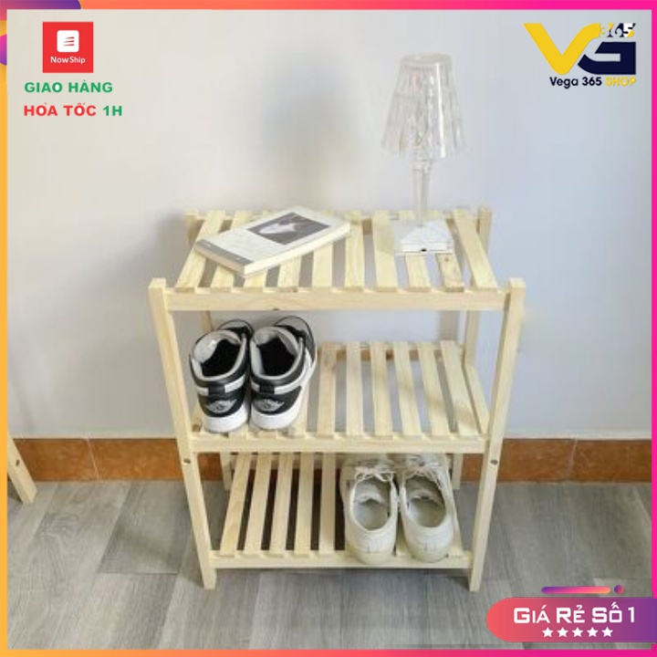 Kệ Giày Dép Gỗ  Thông 3 Tầng Decor, Trang Trí Phòng Vega365.vn