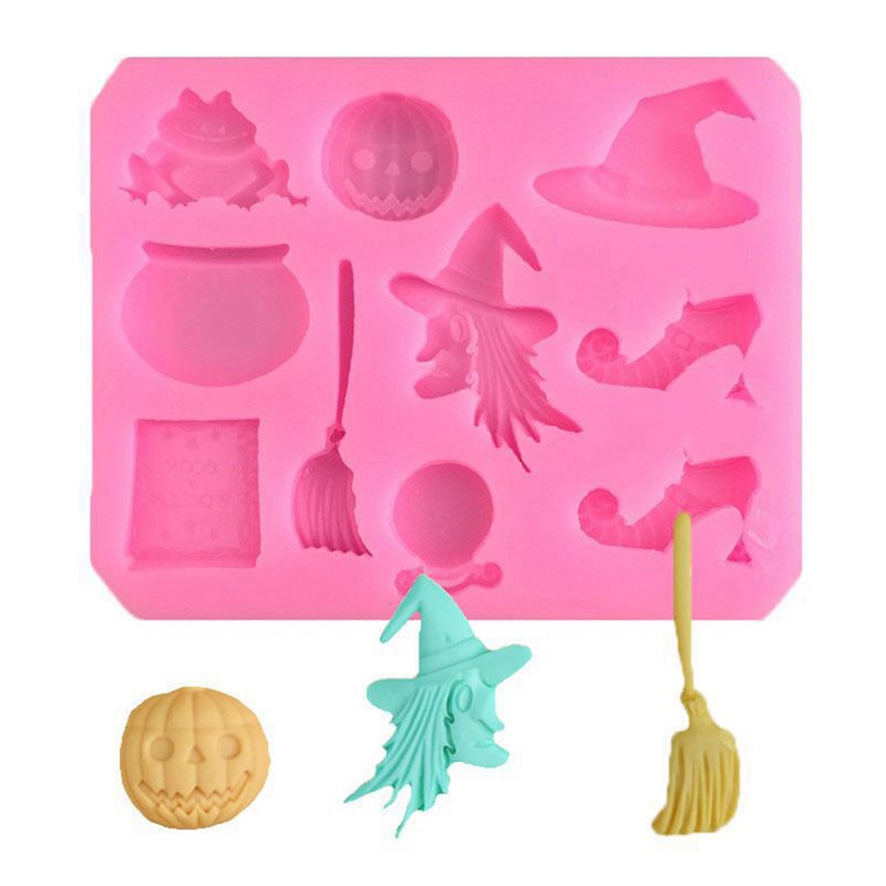 Khuôn Silicone Tạo Hình Làm Bánh/Xà Phòng Hình Đầu Lâu Phù Thủy Dơi 3D DIY