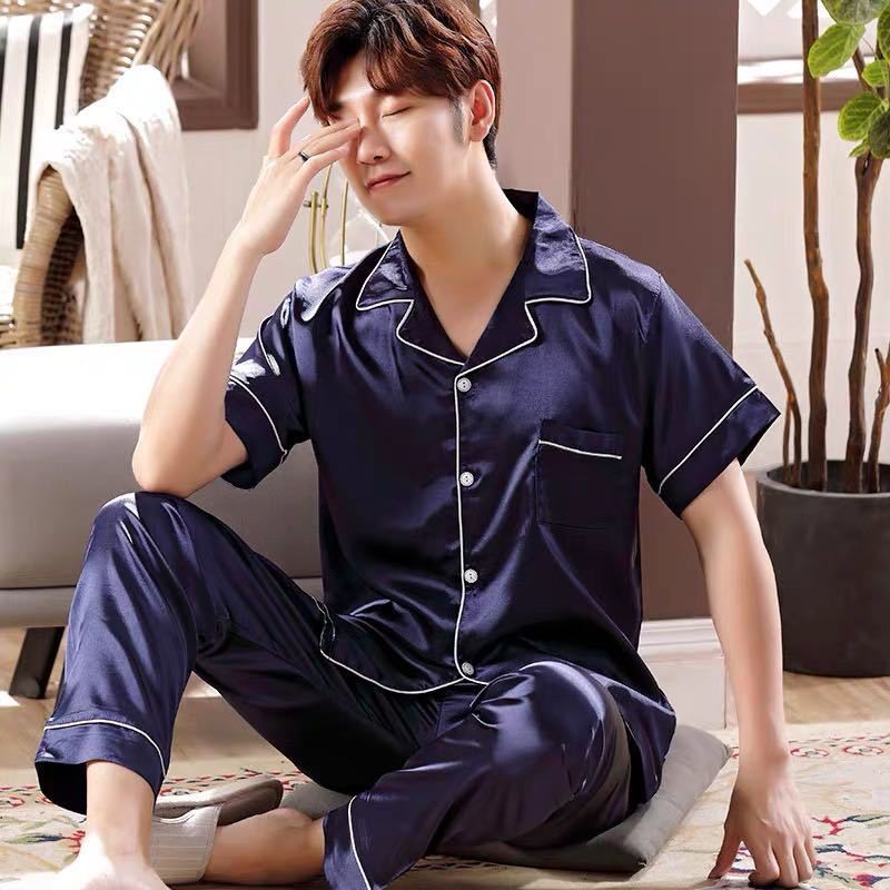 Bộ Pijama Áo Dài Tay Cổ Bẻ + Quần Dài Cho Nam | BigBuy360 - bigbuy360.vn