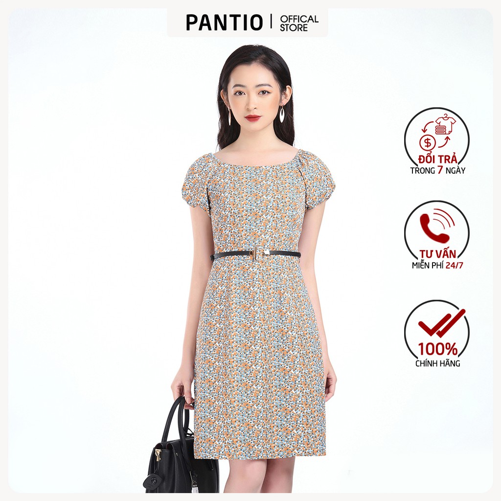 Đầm dạo phố chất liệu lụa ngắn tay họa tiết hoa nhí FDP12479 - PANTIO