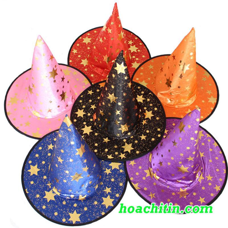 Nón Phù Thủy Nhũ Sao hóa trang Halloween
