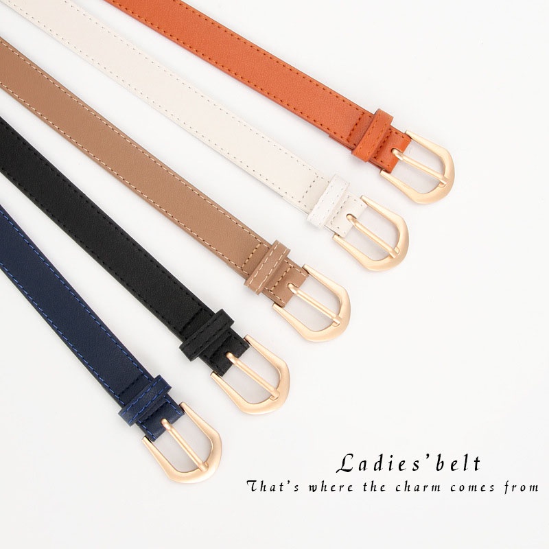 Thắt lưng nữ Ulzzang mặt khóa màu vàng cá tính bản dây 2.3cm (Hỗ trợ cắt, bấm lỗ dây nịt) TL137 - Thắt Lưng Giá Tốt