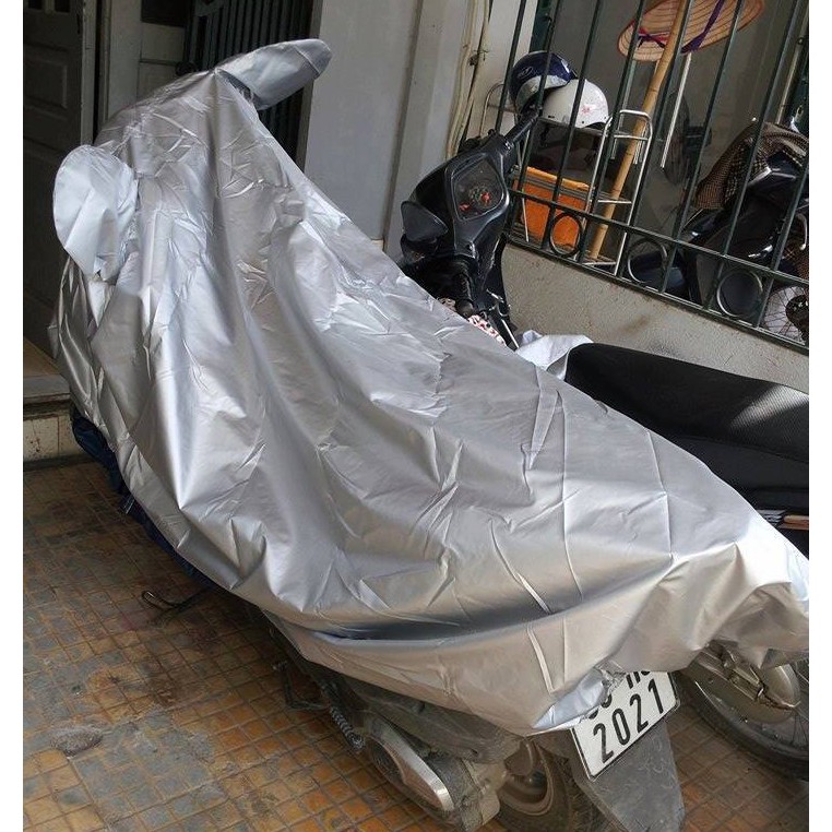 Bạt phủ Lớn cho SH 150, Vespa LX, Liberty - Vải dù màu Bạc