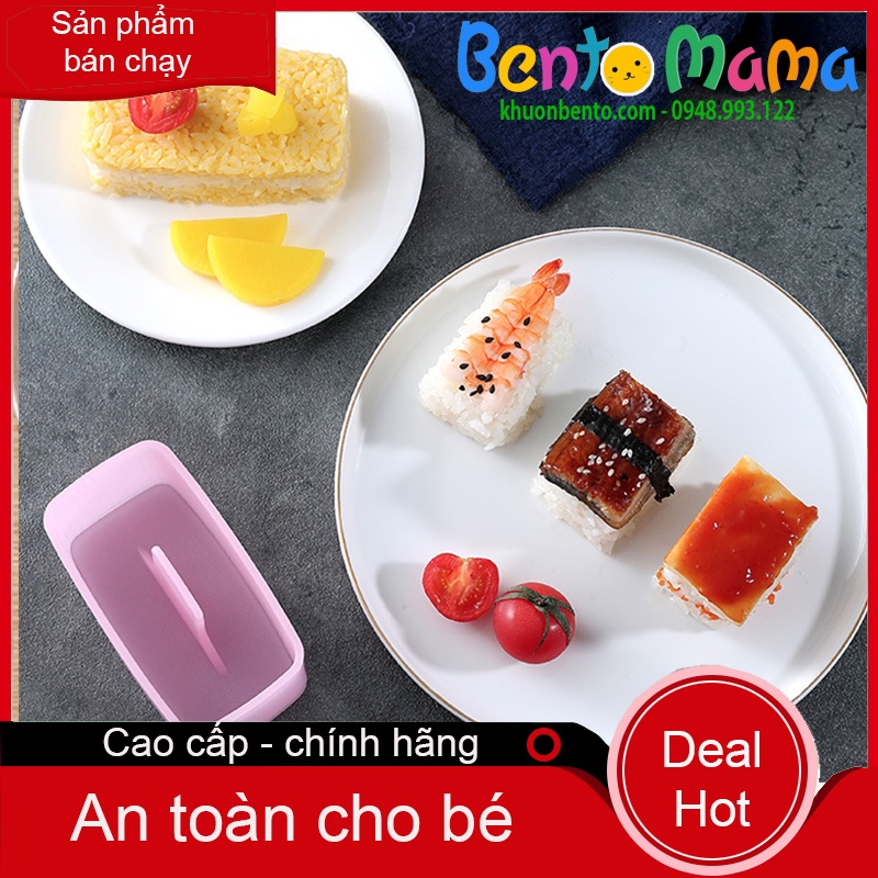 Khuôn làm cơm bento, làm sushi chữ nhật có nắp nén