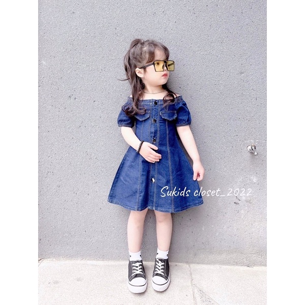 đầm jean lệch vai (size lớn)