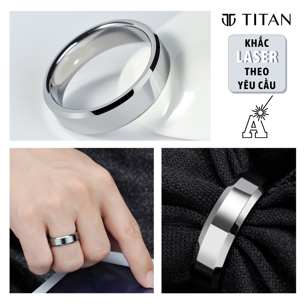 Nhẫn đôi nam nữ khắc tên theo yêu cầu, Titan nhẫn thời trang thanh lịch hiphop cá tính làm quà tặng màu bạc 925 không gỉ