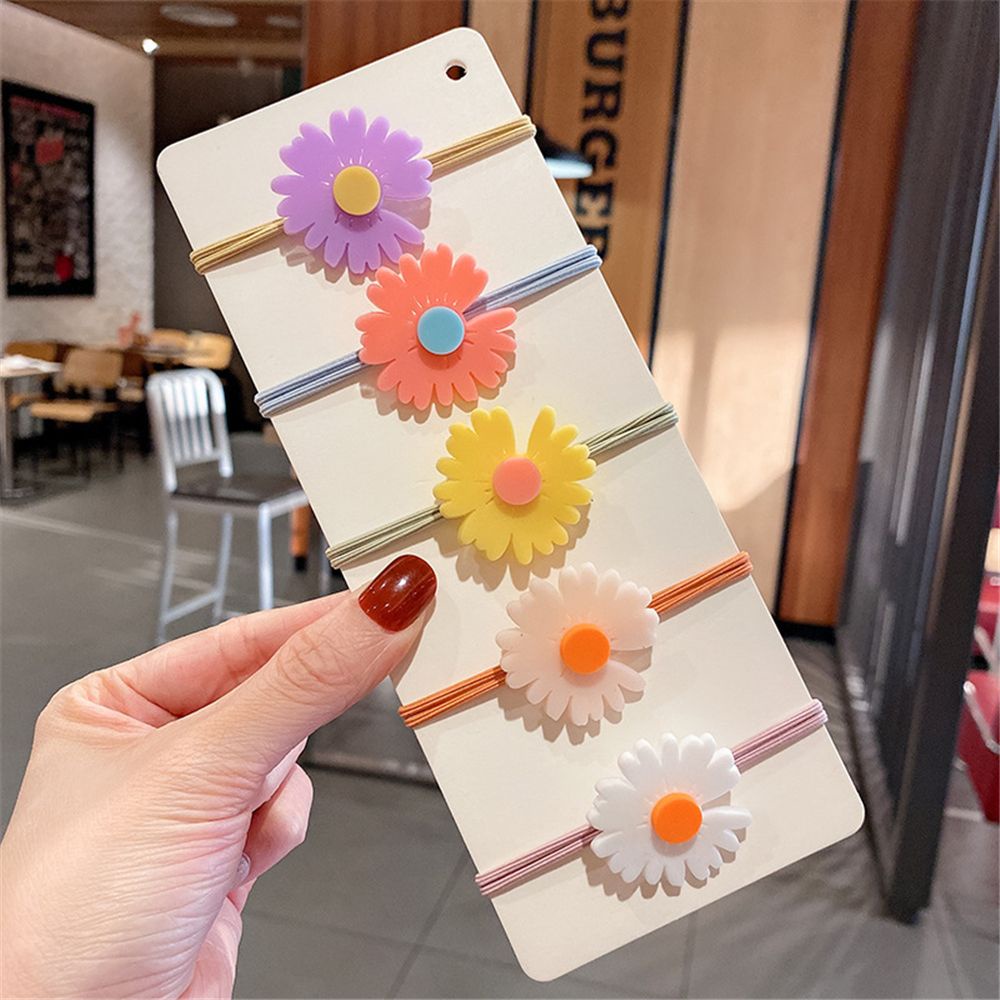 Dây buộc tóc độ co giãn cao họa tiết hoa cúc đơn giản thời trang