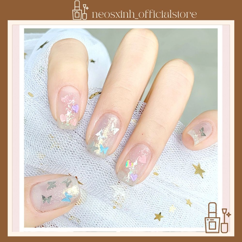 Sơn Móng Tay 2 Màu Gốc Nước Màu Nude Pastel Đen Trắng Trong Suốt Kim Tuyến Tím - Neosxinh Nails