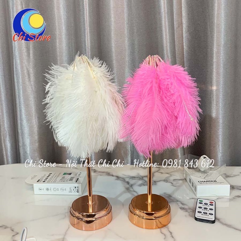 Đèn Ngủ Lông Vũ Để Bàn Nhỏ Xinh, Đèn Lông Vũ Chụp Hình Siêu Xinh
