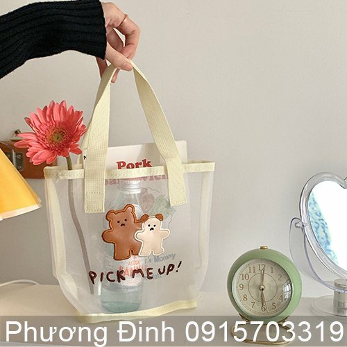 BENTOY MILKJOY Túi xách trong suốt họa tiết hoạt hình thời trang cho nữ NEW