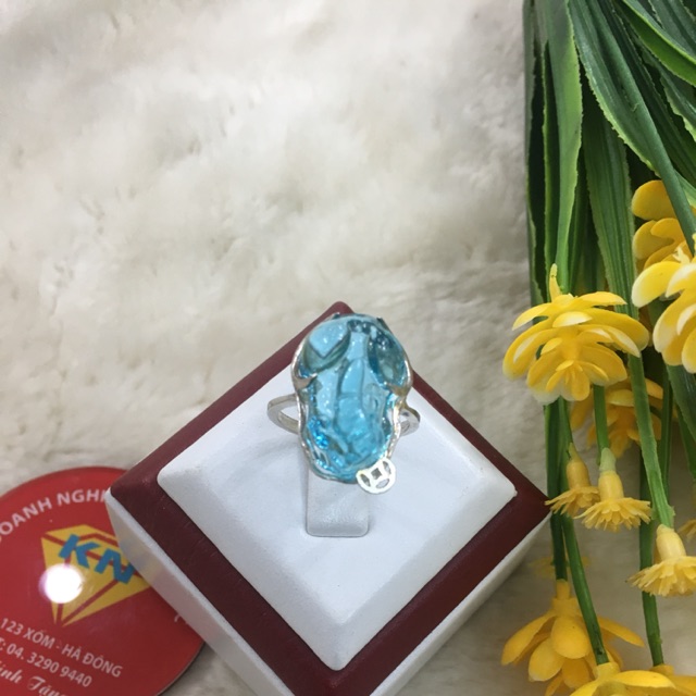 nhẫn bạc hồ ly xanh nước biển