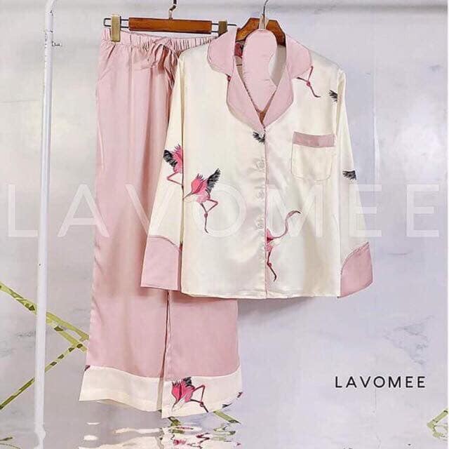 [FREE SHIP] Đồ ngủ Pijama lụaBộ lụa satin hoạ tiết Hạc Trắng mát lịm [HÀNG SIÊU ĐẸP]