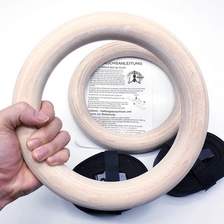 Vòng xà treo gymnastic rings tập street workout, Vòng ring dip gỗ Bạch Dương loại to tập hít kéo xà đơn xà kép đa năng