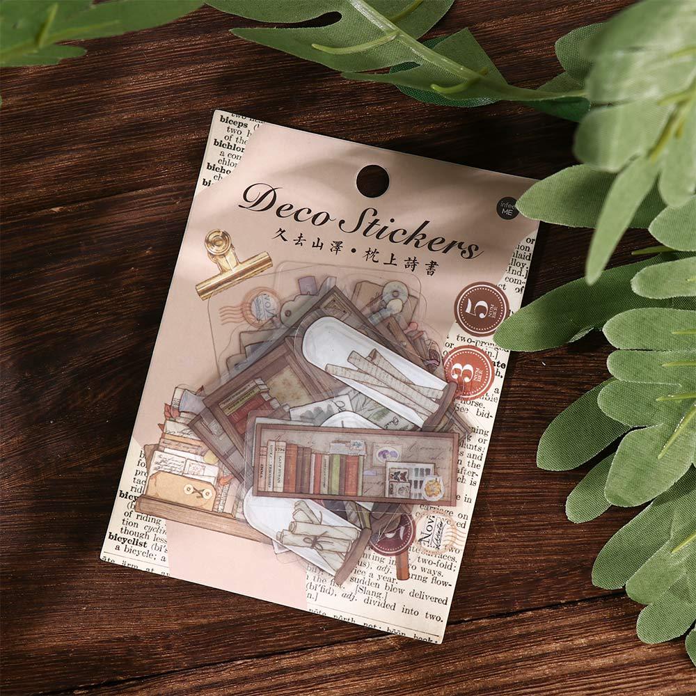 PEWANY Set 40 Miếng Dán Trang Trí Sổ Tay DIY Phong Cách Retro