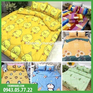 Ga gối poly bộ ga gối Cotton Hàn Quốc đáng yêu Gosan Bedding miễn phí bo chun drap ga giường