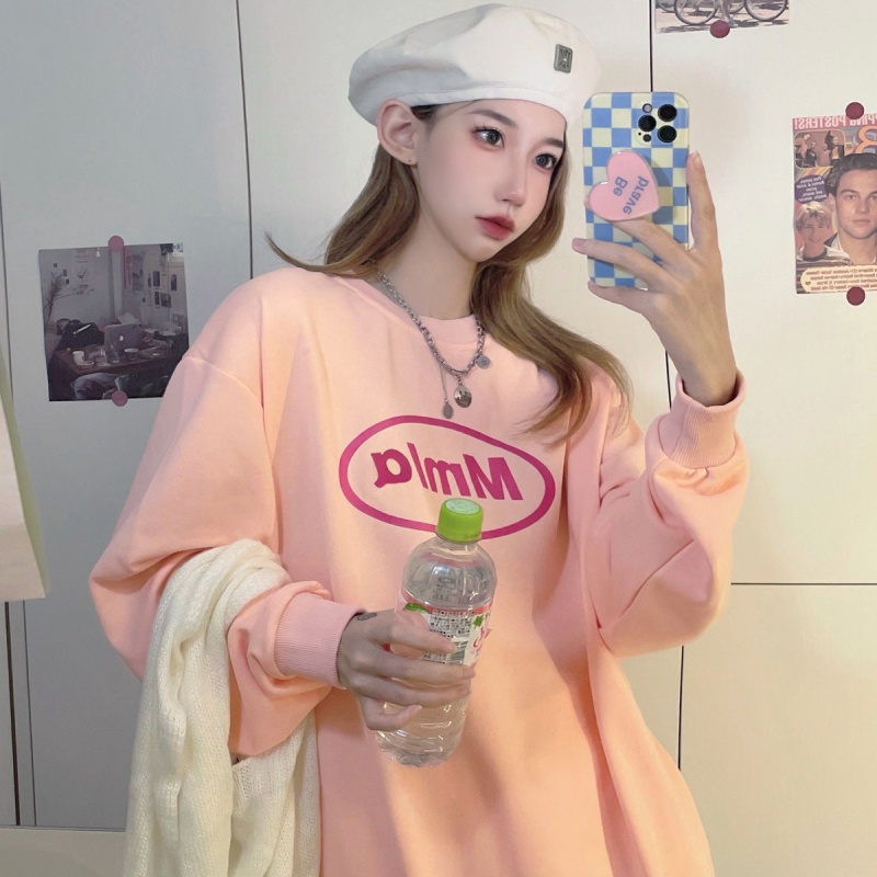 Áo Hoodie Mỏng Cổ Tròn In Họa Tiết Xinh Xắn Cho Nữ