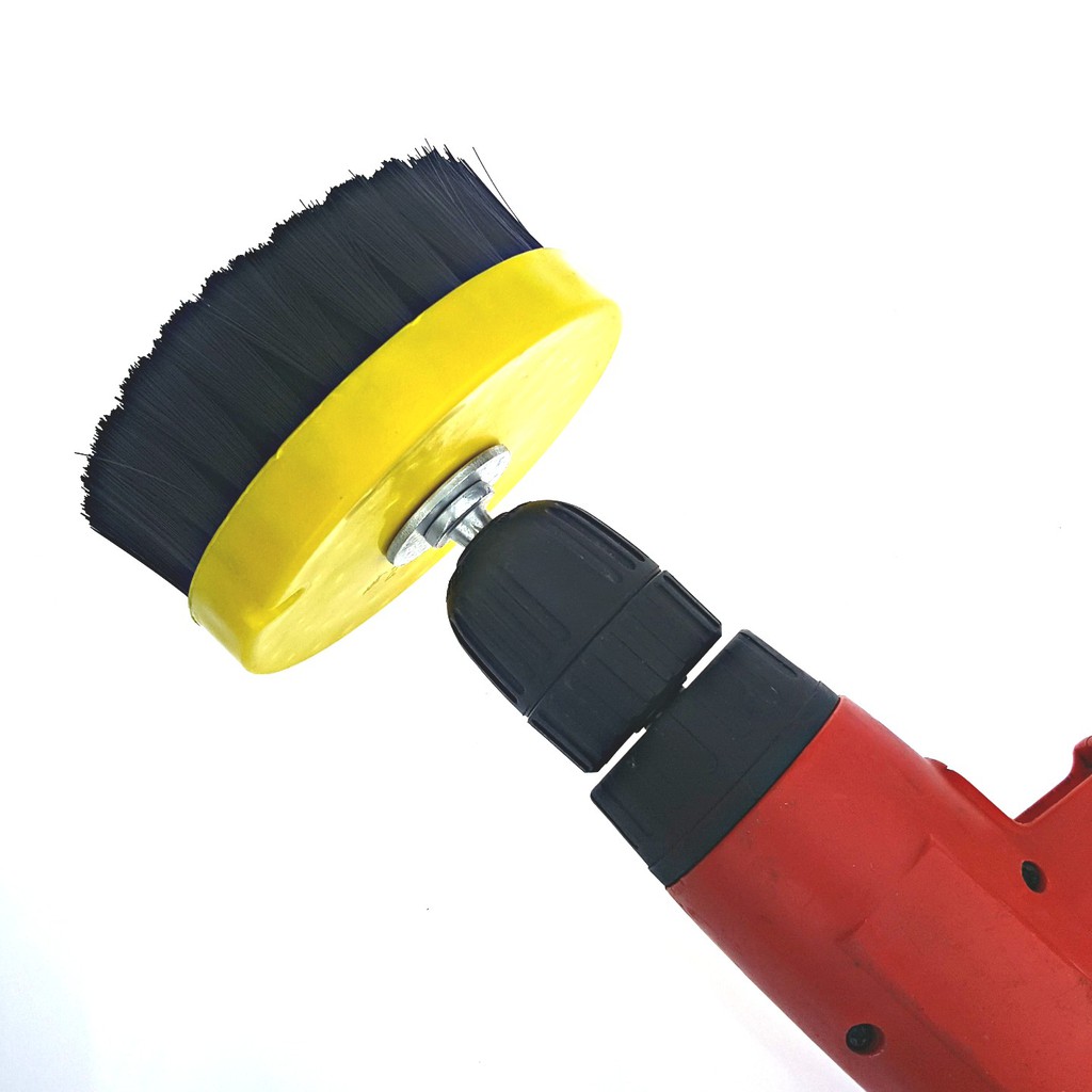 Bàn chải bánh tròn chuyên dùng vệ sinh nội thất nỉ, vải, vinyl,.. gắn máy 11cm - màu đen