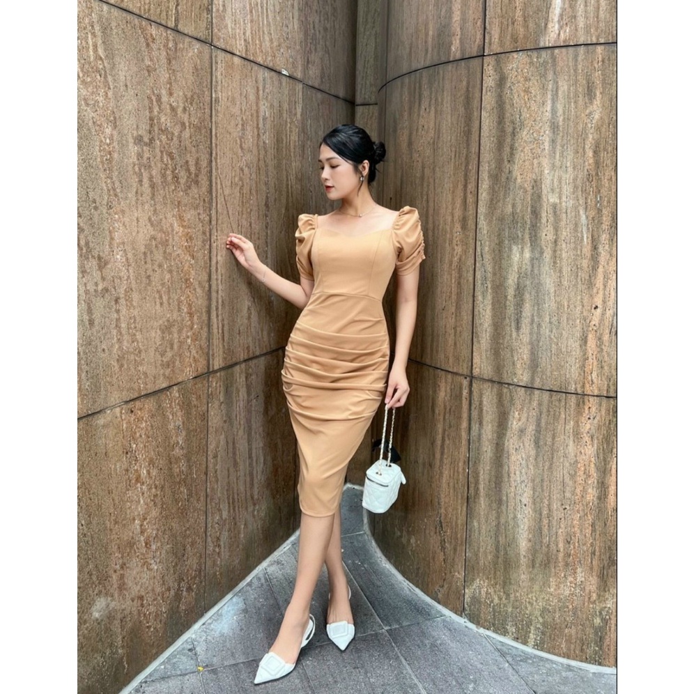 Đầm dự tiệc body sang chảnh tay phồng - Mua váy ôm đi tiệc cưới đẹp