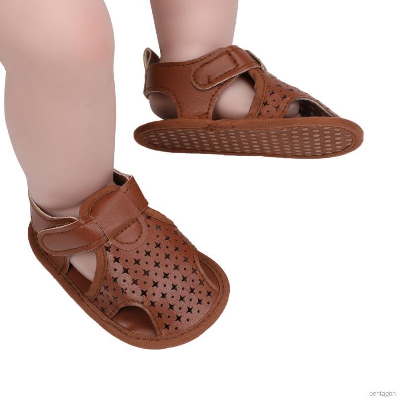 Xăng đan da PU đế mềm chống trượt thoáng khí cho trẻ em 0-18 tháng tuổi