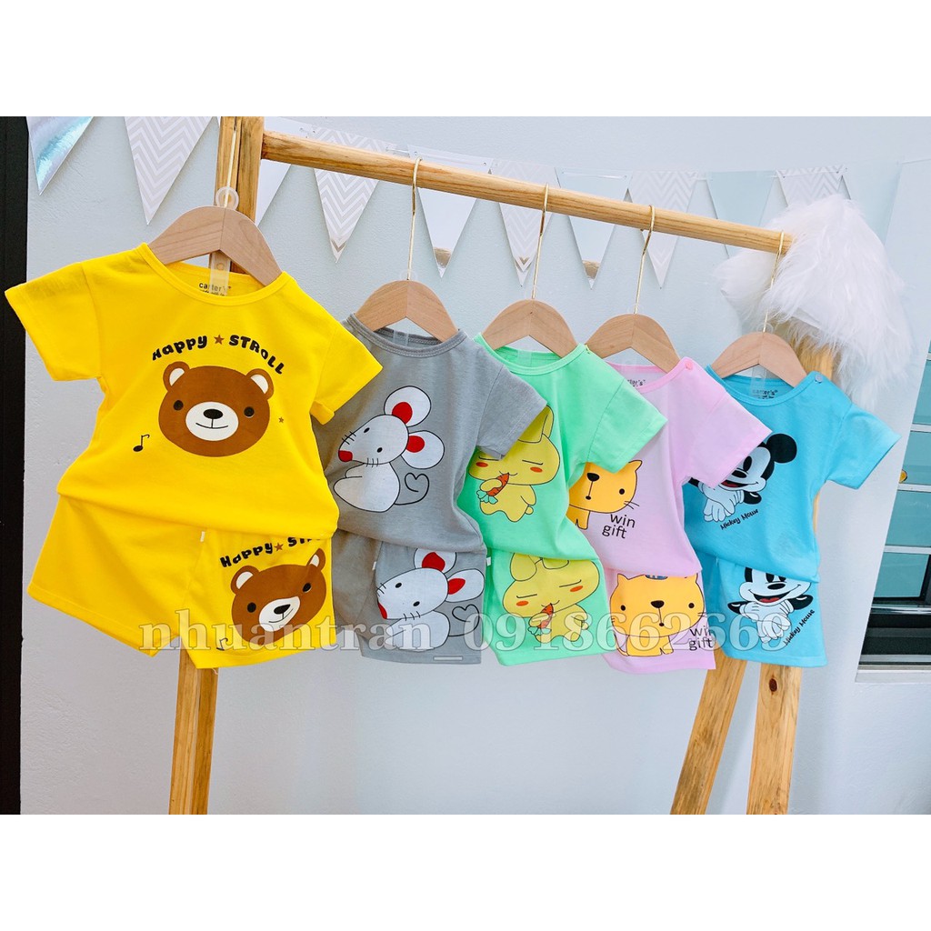 Quần áo trẻ em- Bộ cộc bé trai/ bé gái, 100% cotton size 3-14kg (set cộc chuột)