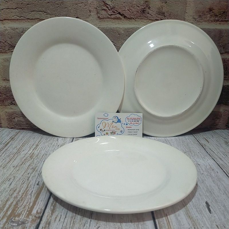 Dĩa sứ trắng Cạn và Dày 8 inch