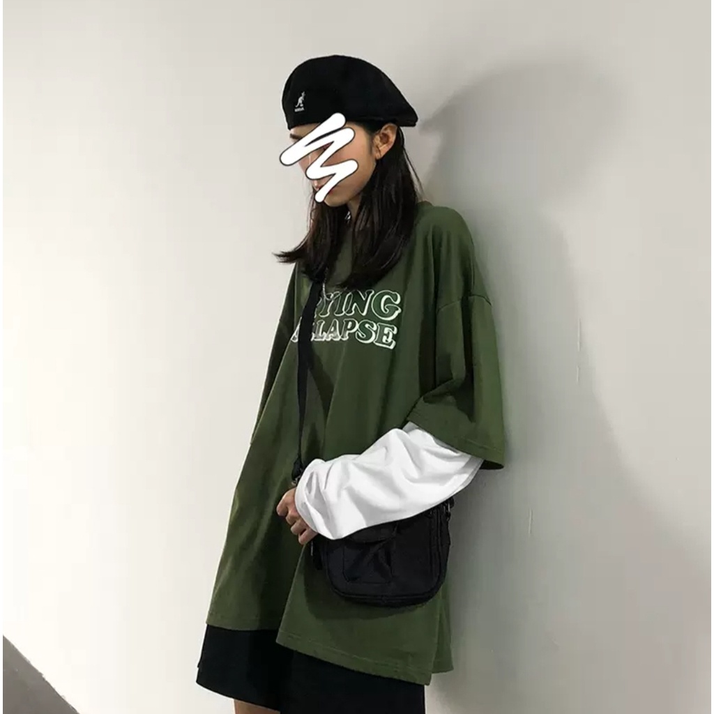 Áo dài tay ráp tay MEANSTORE phông Unisex nam nữ tee oversize form rộng pull Ulzzang Hàn Quốc vải mềm - Xanh trắng