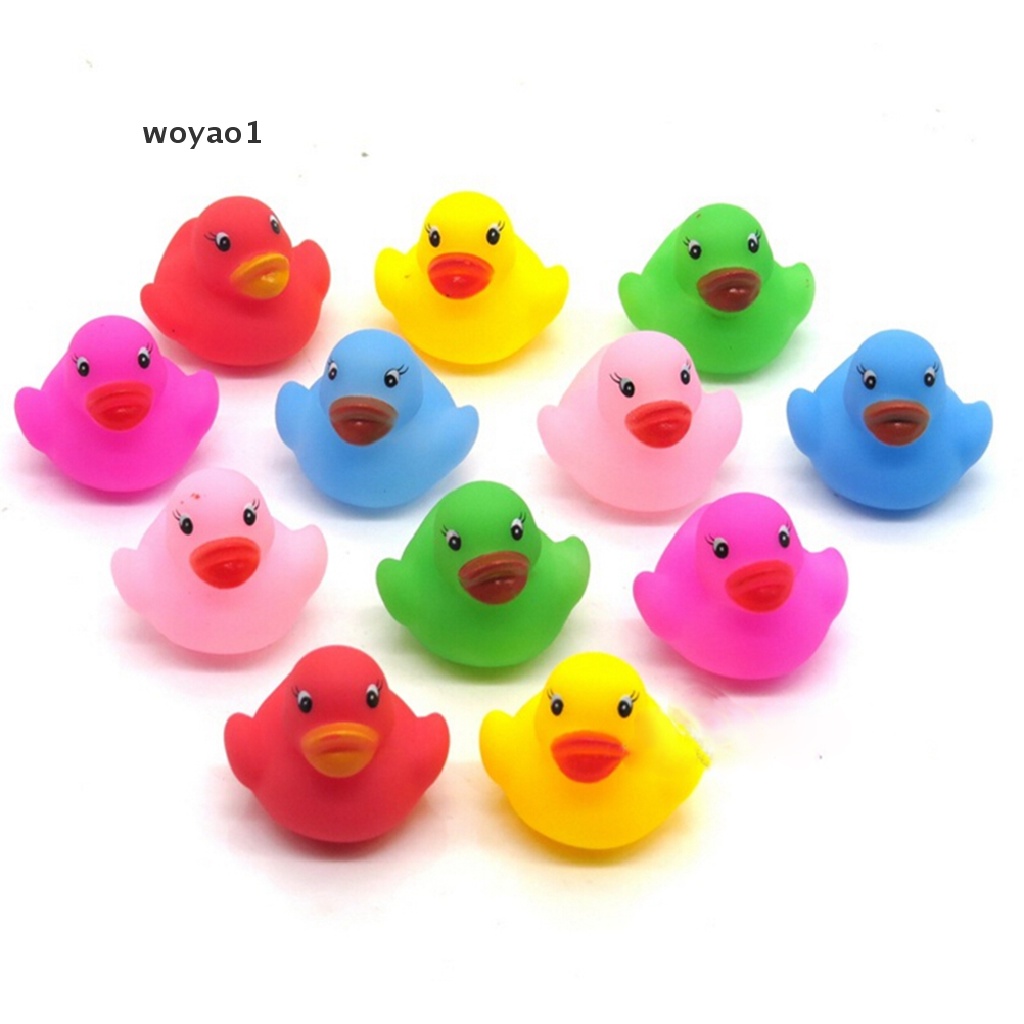[woyao1] 12 Pcs Colorful Baby Children Bath Toys Cute Rubber Squeaky Duck Ducky Boutique
