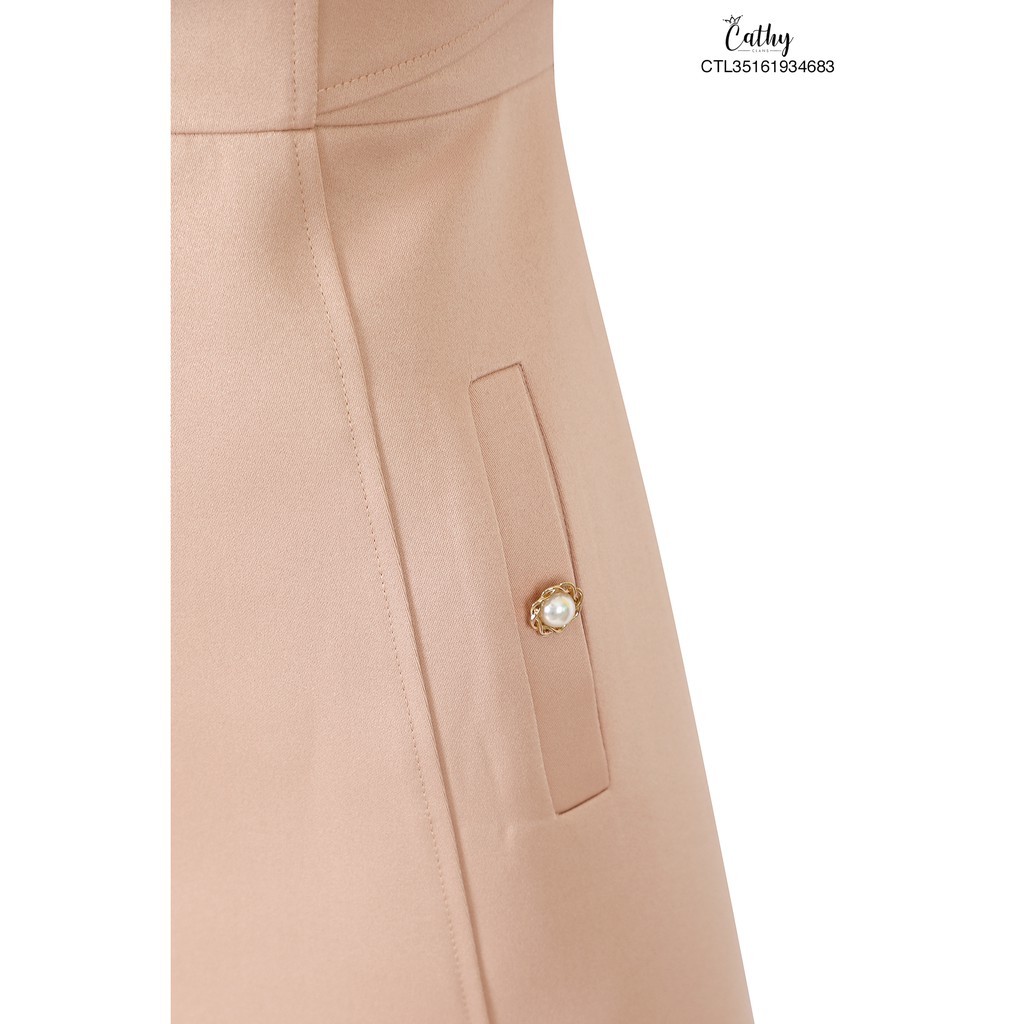 Đầm chữ A Cathy Clans 2 túi đứng đính 1 nút kiểu - nude | BigBuy360 - bigbuy360.vn