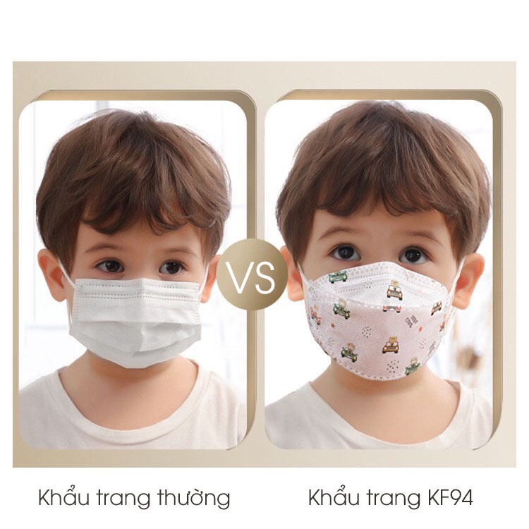 Set 10 Khẩu Trang 4D Kháng Khuẩn KF94 Họa Tiết Dễ Thương Cho Bé 1 - 4 Tuổi - Moon kids fashion