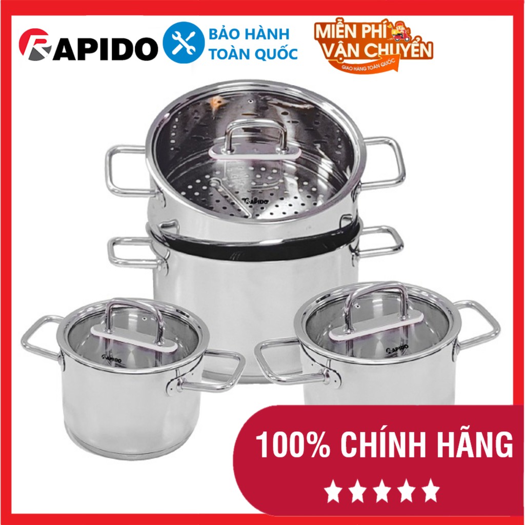 Bộ nồi bếp từ Cao Cấp Rapido - Sản xuất theo tiêu chuẩn Châu Âu - Thành viên của Ferroli - Bảo hành chính hãng 12 Tháng