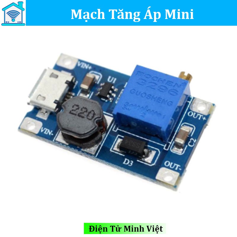 Mạch Sạc Tăng Áp 2A( Vào 2-24V ra 5-25V Sạc Điện ) V1 - có cổng micro USB