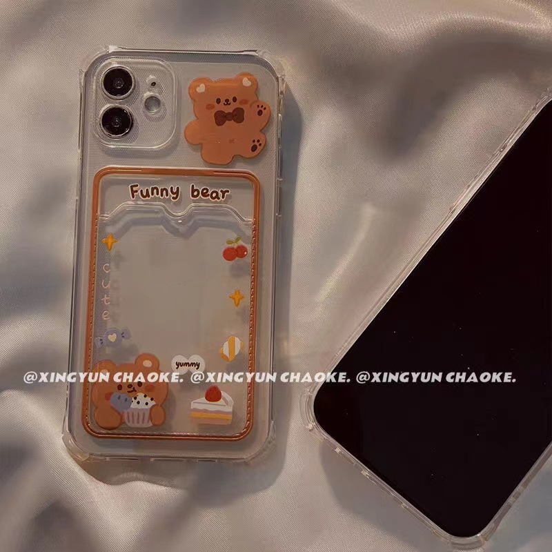 Ốp Điện Thoại Mềm Chống Sốc In Hình Gấu / Thỏ Dễ Thương Có Giá Đỡ Cho iPhone 13 12 11 Pro XS Max X XR Mini 7 8 6 Plus