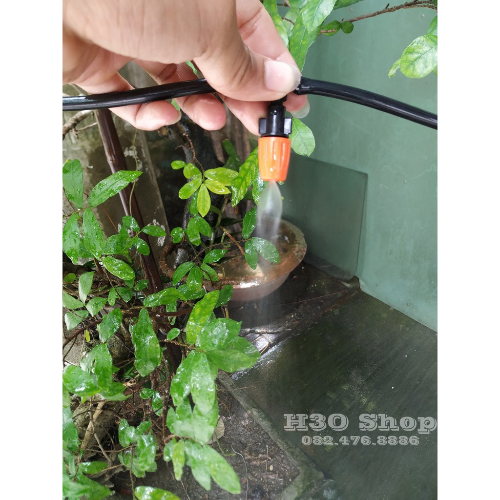 Trọn bộ phun sương tưới cây 12 béc cam và dây 15m loại tốt - tưới cây tự động, làm mát không khí