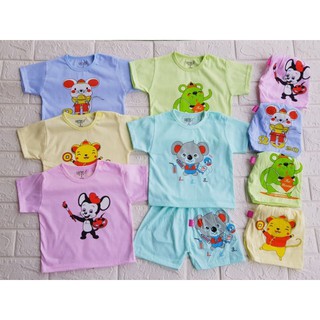 Set 5 bộ cotton cộc tay cài vai cho bé