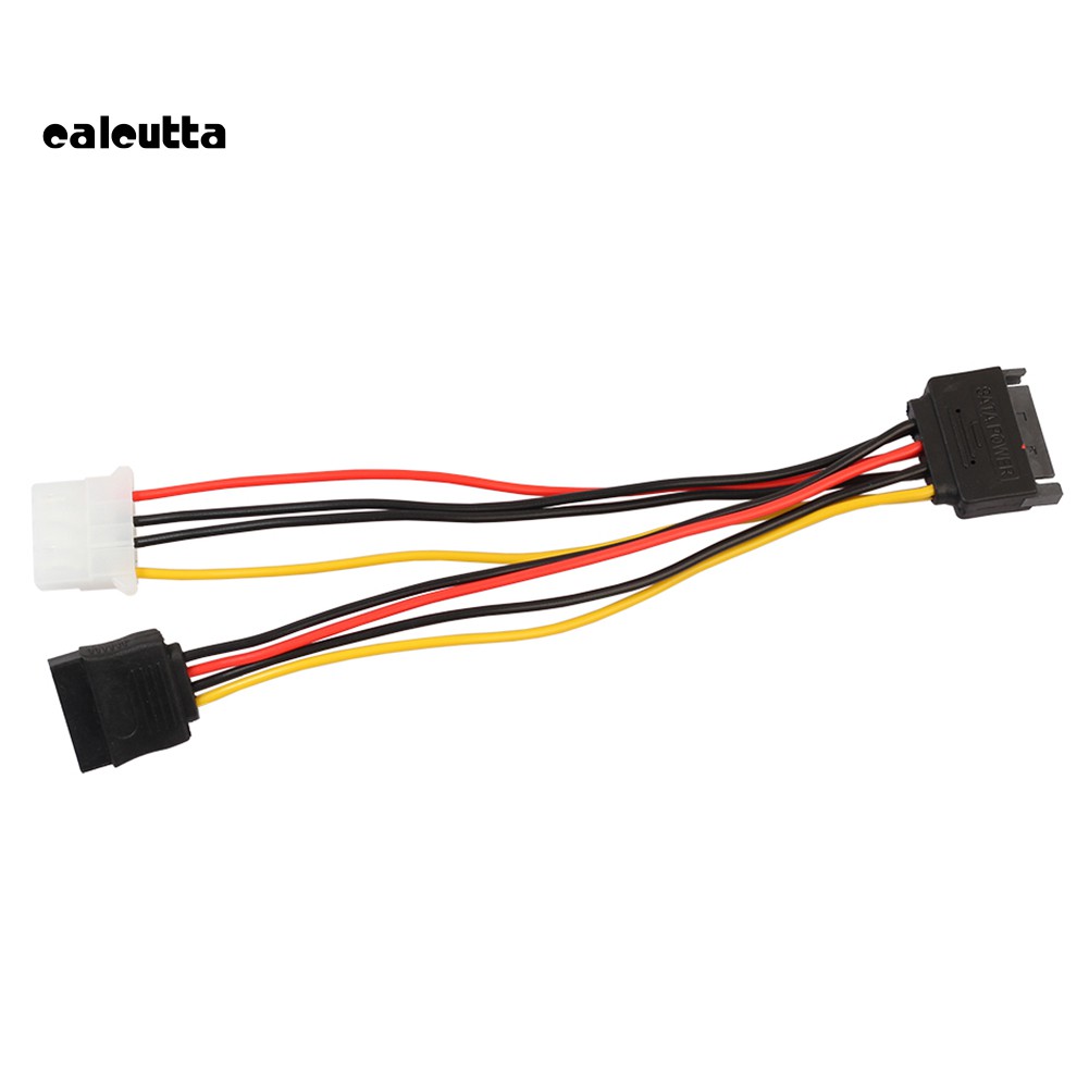 Dây Cáp Nguồn Sata 15pin Sang 4pin Ide Molex Female + 15pin Sata Female