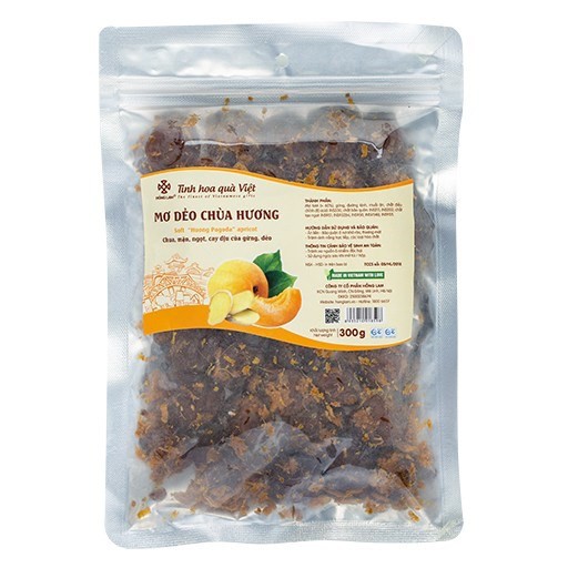Ô mai (xí muội) mơ dẻo chùa Hương Hồng Lam. Dạng hộp và gói(200gr, 300gr, 500gr). Có vị chua, ngọt, dẻo của gừng